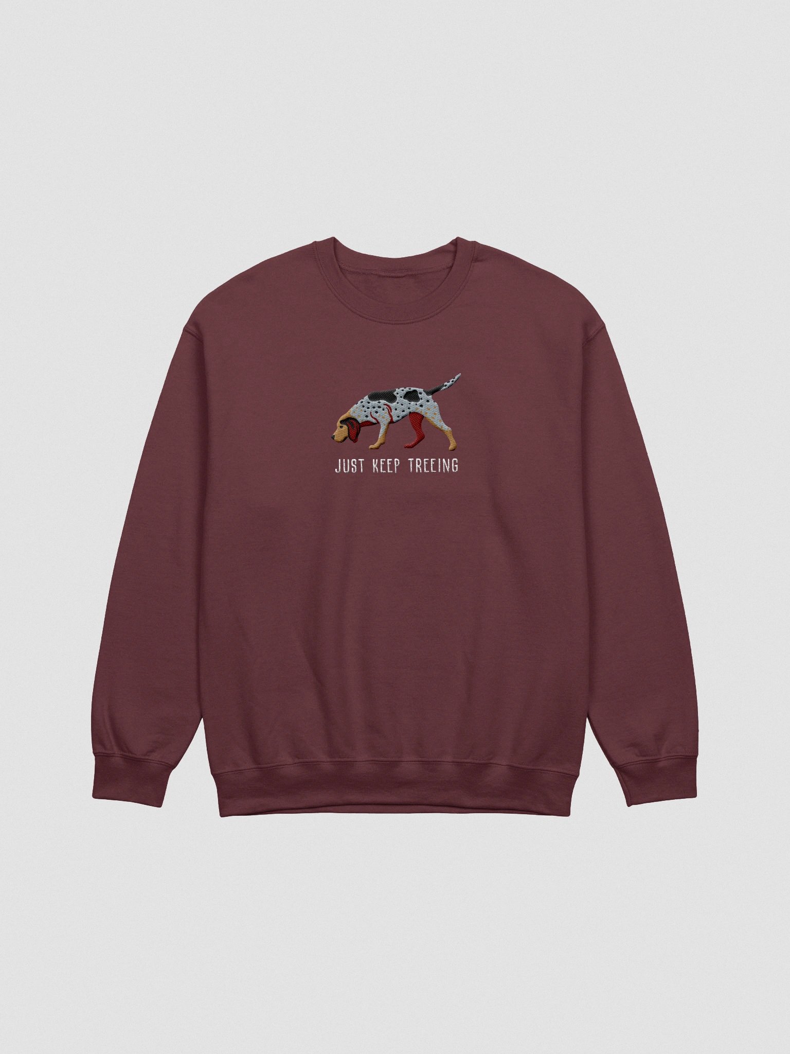 Just Keep Treeing Sweatshirt (Embroidered) of an American English Coonhound product image (4)