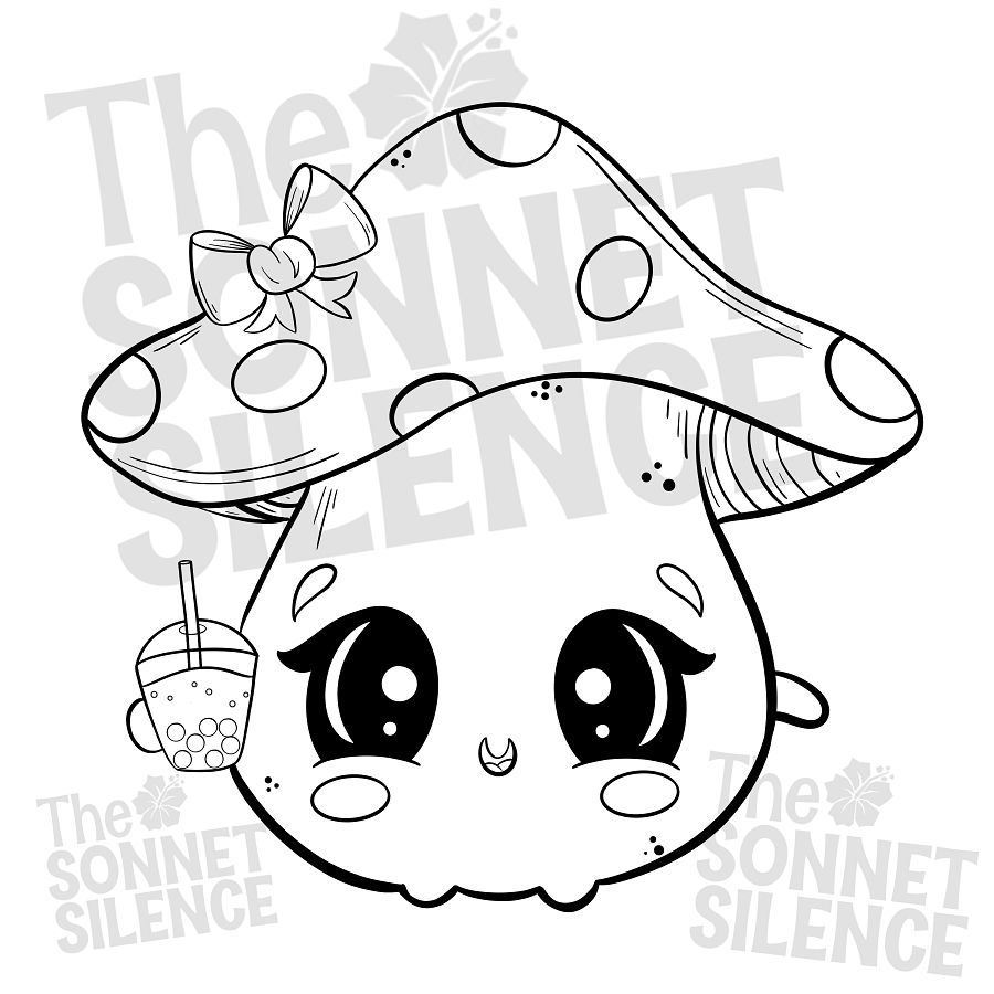 Boba Mushroom line art Digital download product image (3)