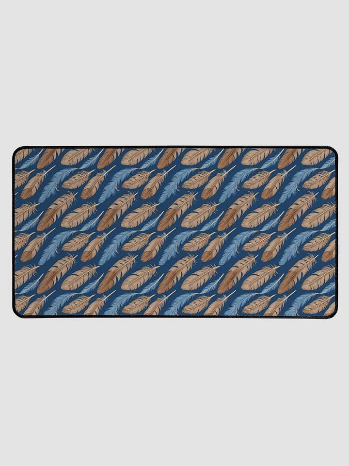 Desk Mat (31.5x15.5 inches) - Pattern of Blue and Brown Feathers product image (1)