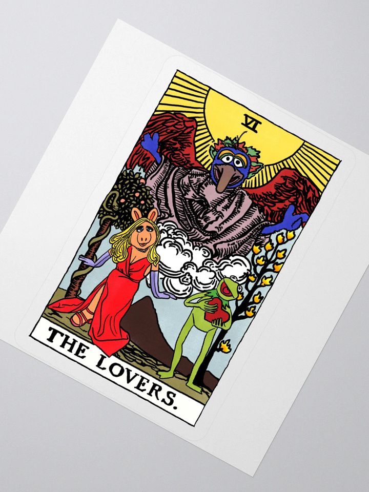 Piggy and Kermit Lovers Tarot Card Sticker product image (2)
