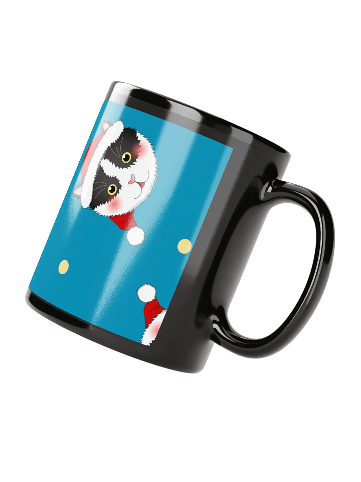 Santa Cat Faces Black Glossy Mug product image (3)