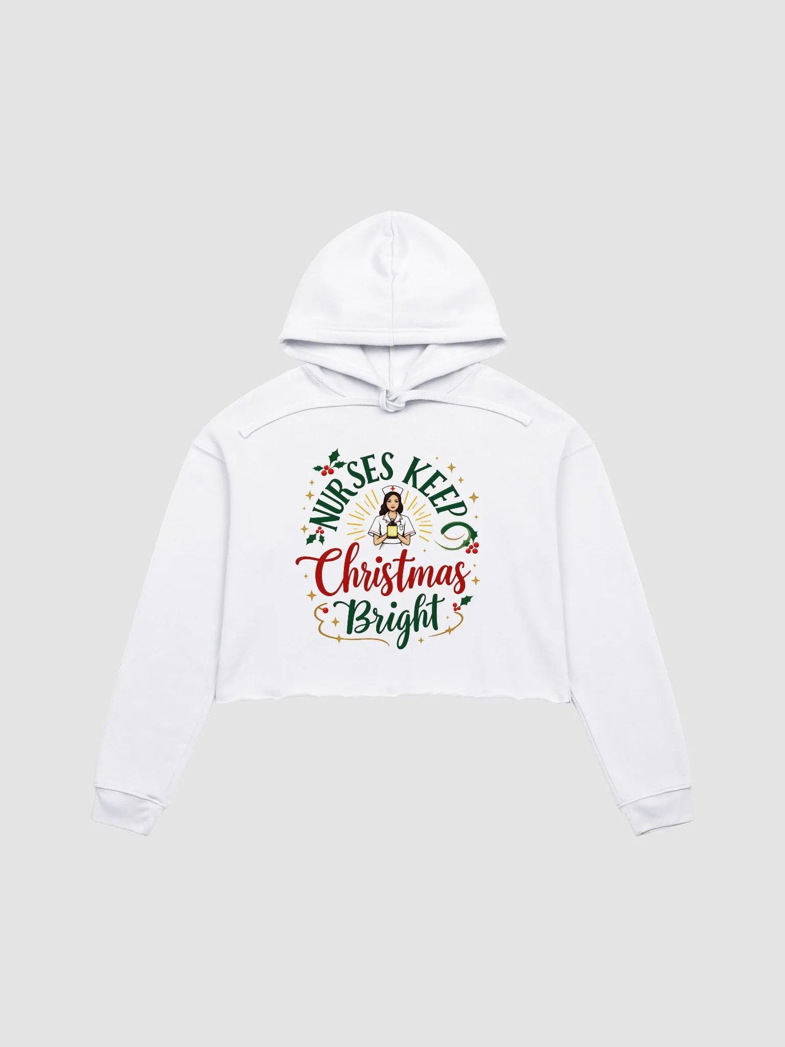 Nurses Keep Christmas Bright Cropped Hoodie product image (1)