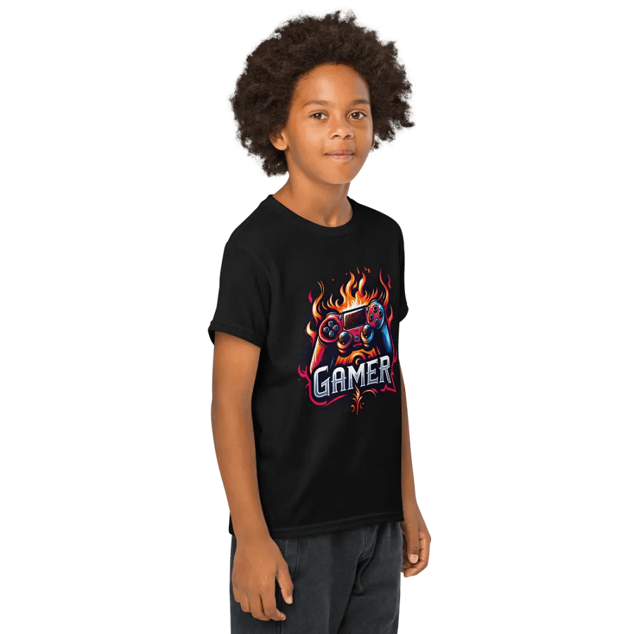 Gamer Flaming Graphic Youth Tee product image (4)
