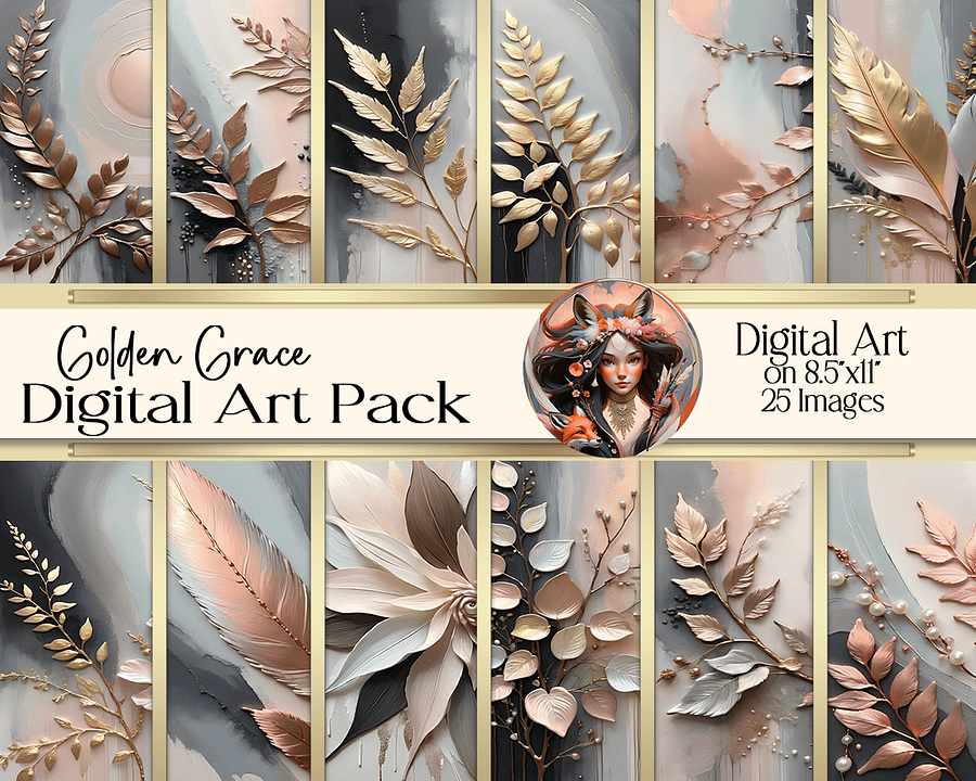 Golden Grace Digital Art Pack product image (1)