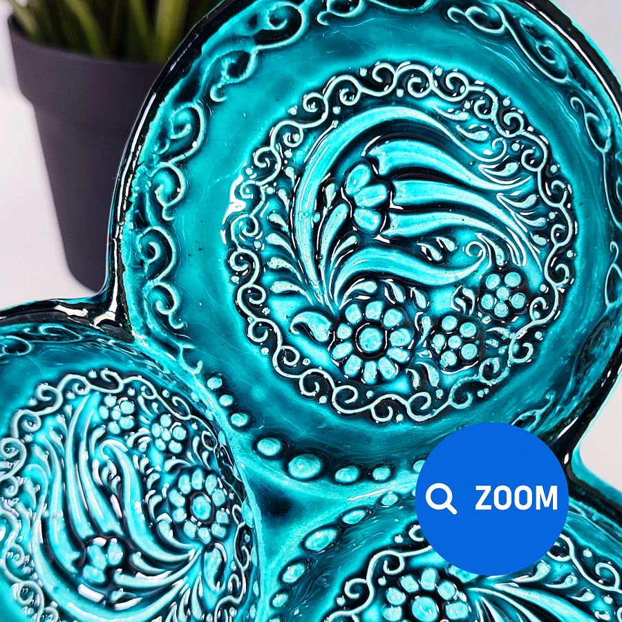 Ceramic snack dish, turquoise/green/emerald — handmade pottery product image (5)