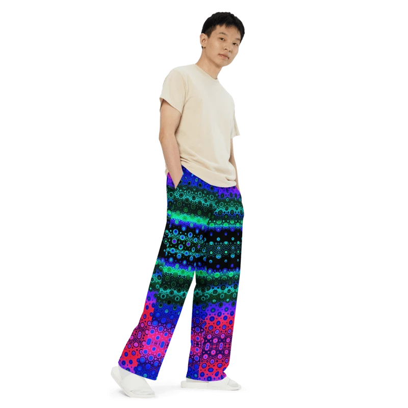 Abstract Multicoloured Pattern Unisex Wide Leg Trousers product image (8)