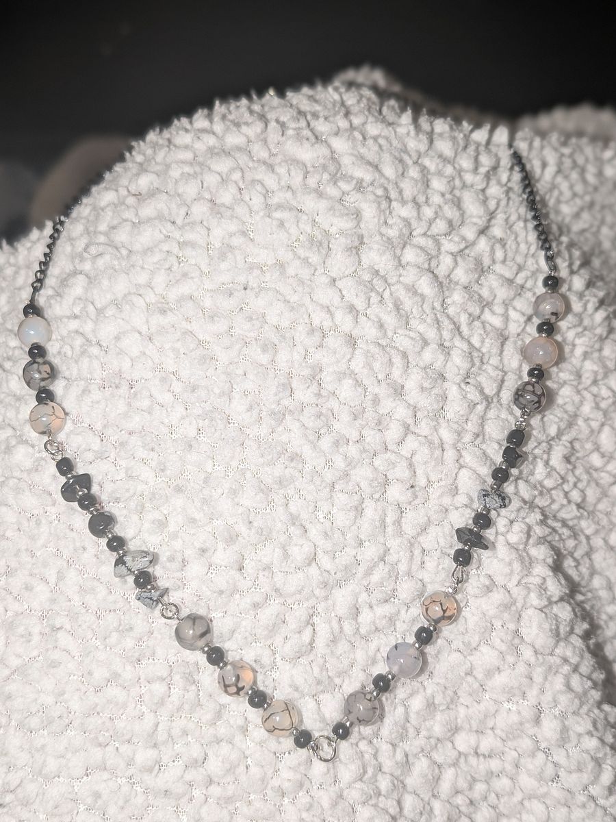Crackle Agate & Black Obsidian Crystal Choker! product image (3)