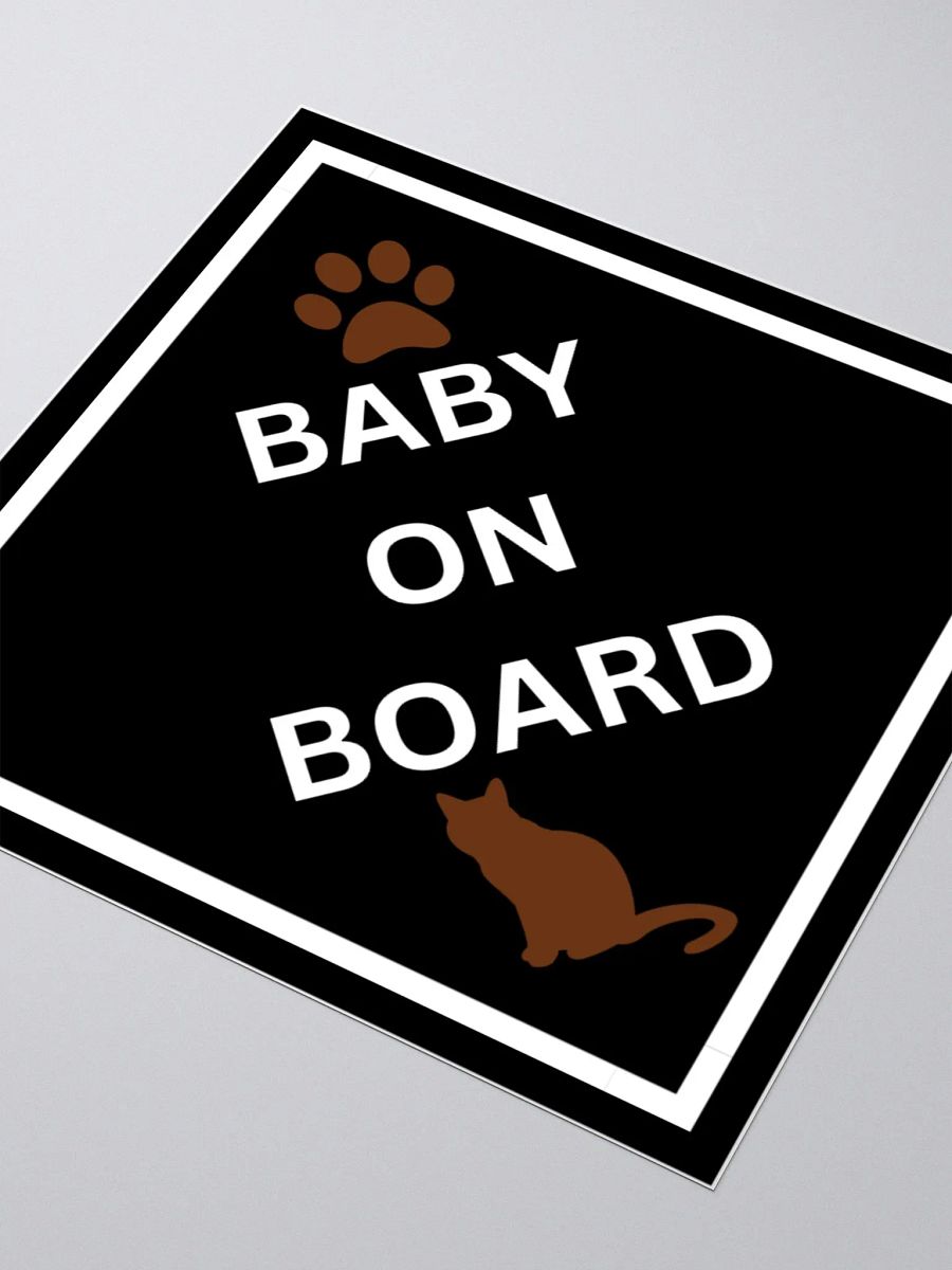 Cat Baby on Board Sticker - Brown on Black product image (9)