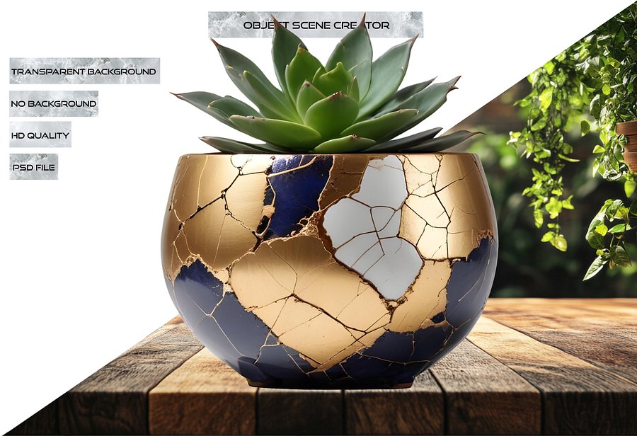 Kintsugi Brilliance – Succulent Design PNG product image (2)