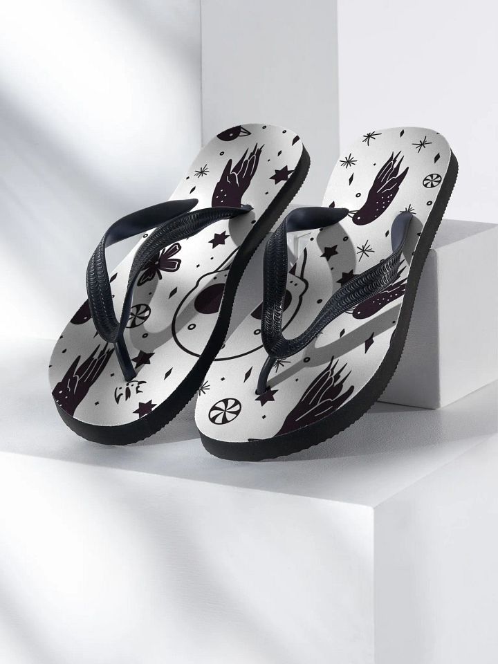 Flip-Flops – Large skull, crows, and doodles 💀🐦🖍️ product image (1)