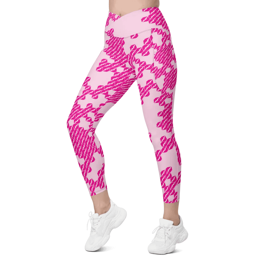 Pink Geometric Branching | Leggings with Pockets product image (6)