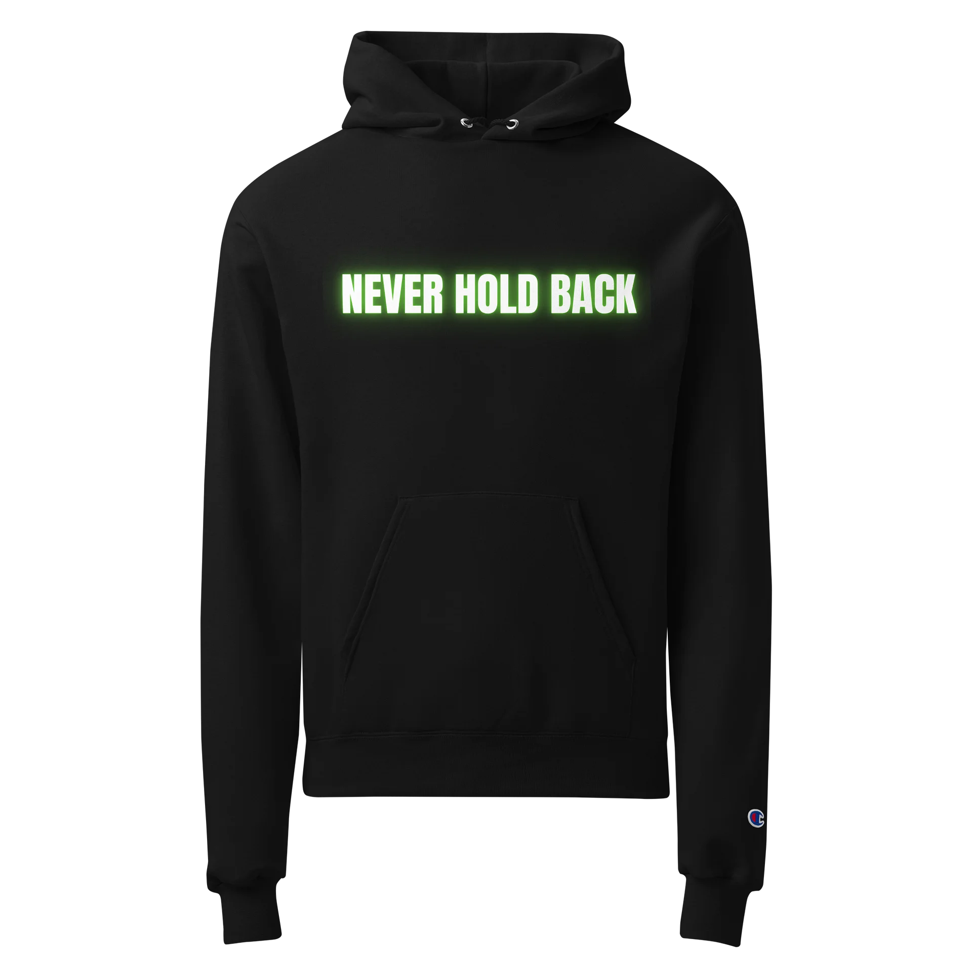 "Never Hold Back" Neon Green Champion Hoodie product image (1)