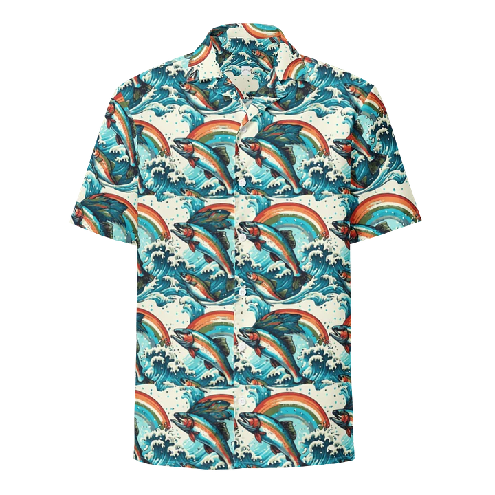 Hawaiian Style Shirt, Button Up, Unisex, Rainbows and Fish product image (1)