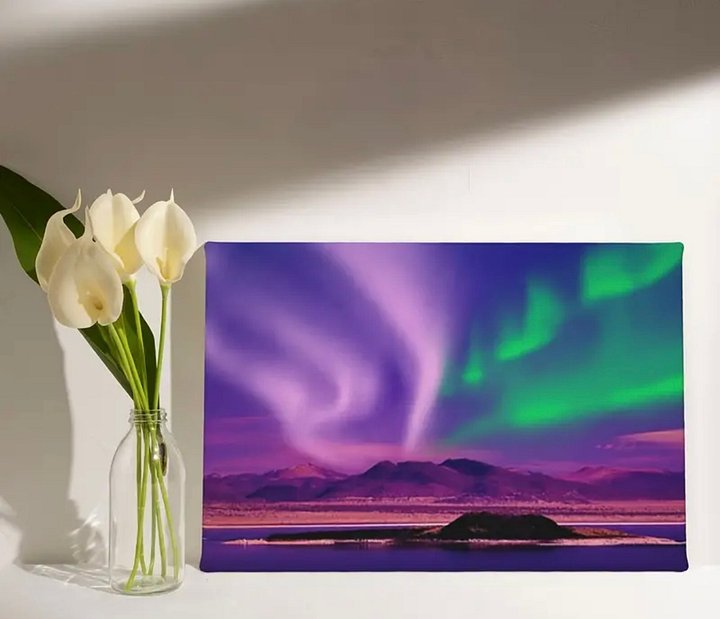 1pc Framed Canvas Northern Lights Digital Download Poster Instant Download Photo Print 12 X 8 Inch/30 X 20 Cm product image (2)