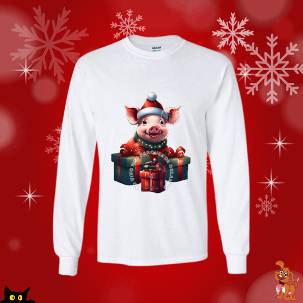 Christmas Pig 🐽 T-Shirt Long Sleeve product image (1)