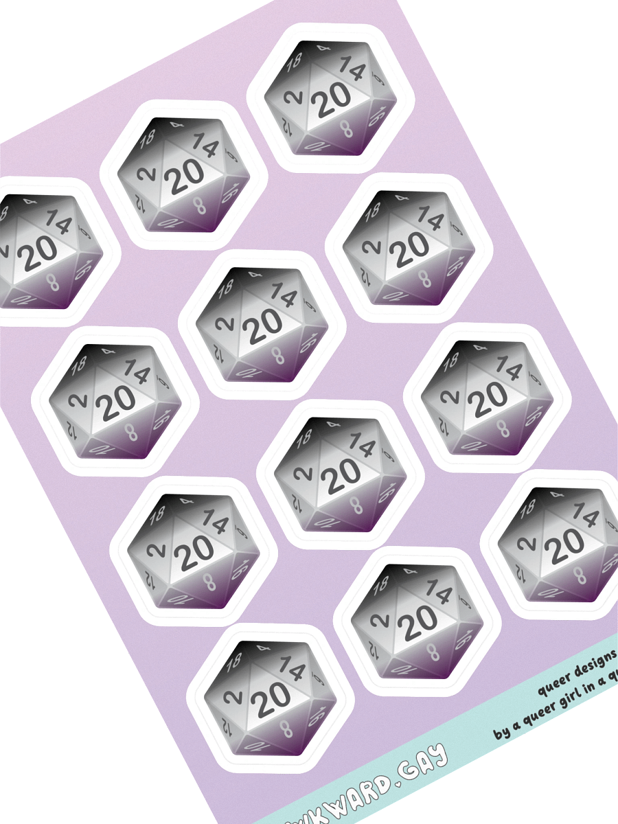 Asexual Pride D20 Sticker Sheet product image (1)