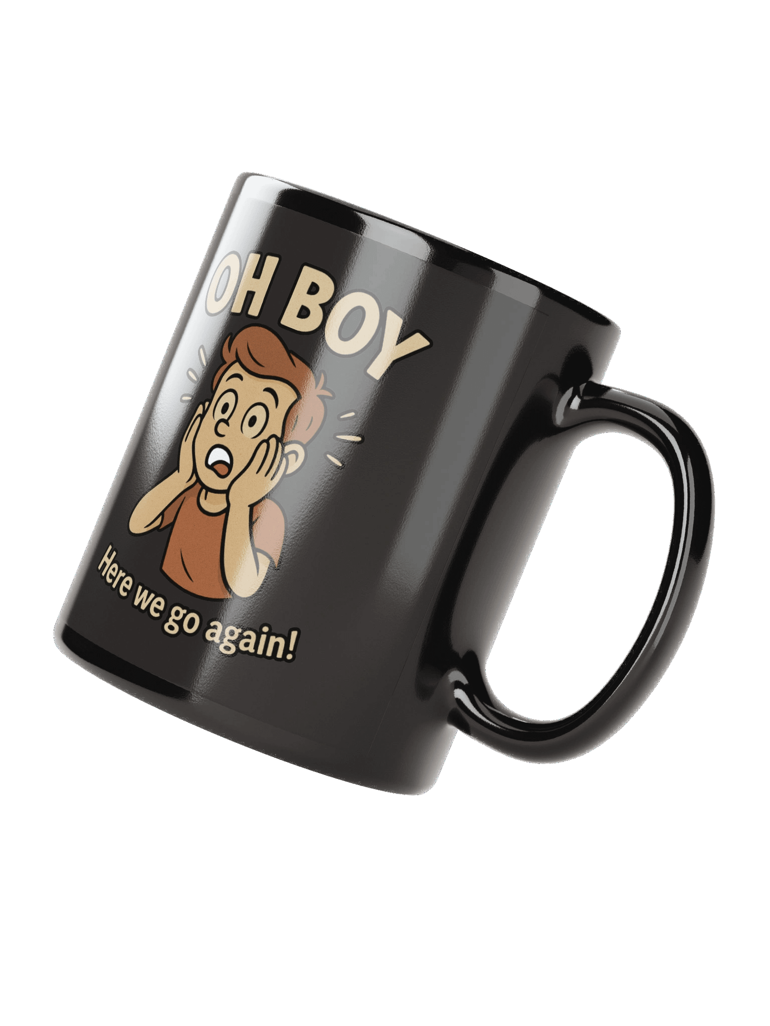 Oh Boy! Black Glossy Mug product image (2)