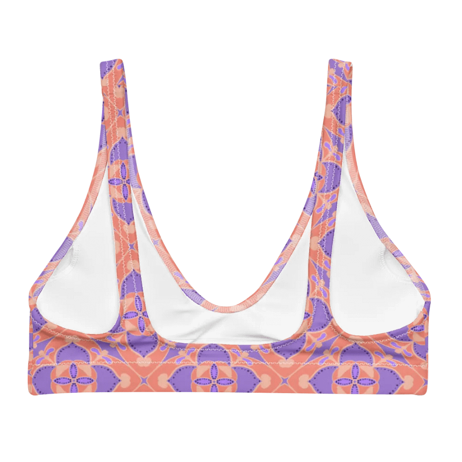 Pastel Orange and Mauve Pattern Padded Bikini Top product image (2)