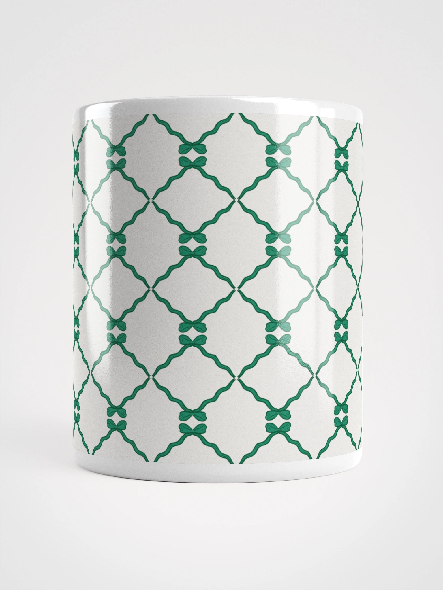Bows and Ribbon Pattern Mug in White and Green product image (7)