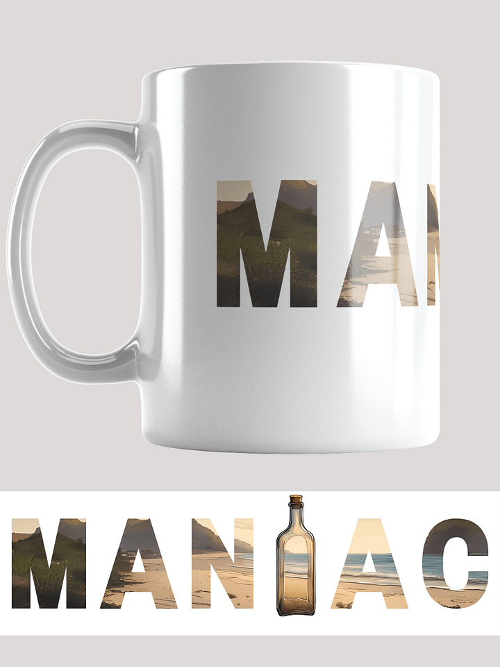 Beach Bottle MANIAC White Glossy Mug With Manic Bunny Logo product image (1)
