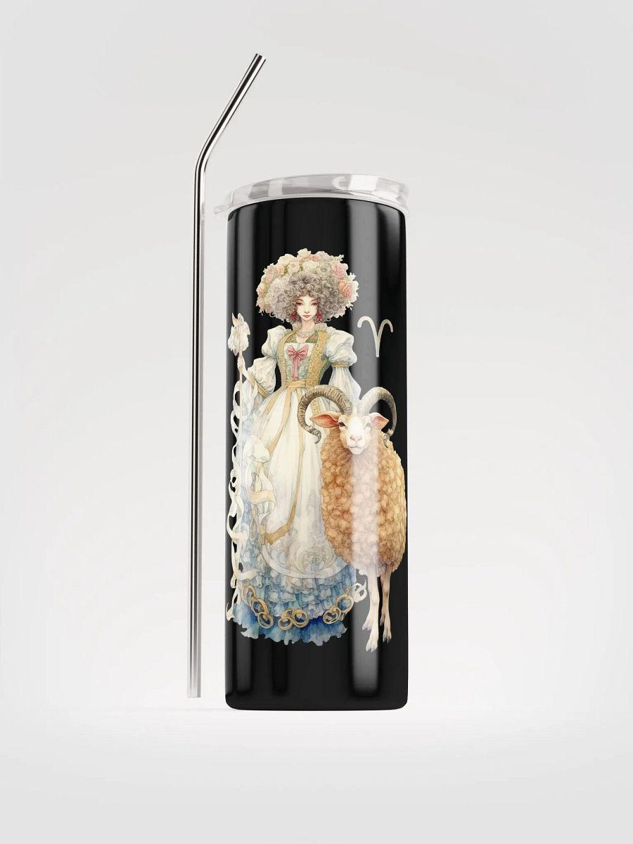Aries Woman Illustrated Zodiac Stainless Steel Tumbler - Sip in Celestial Style! ♈ product image (1)