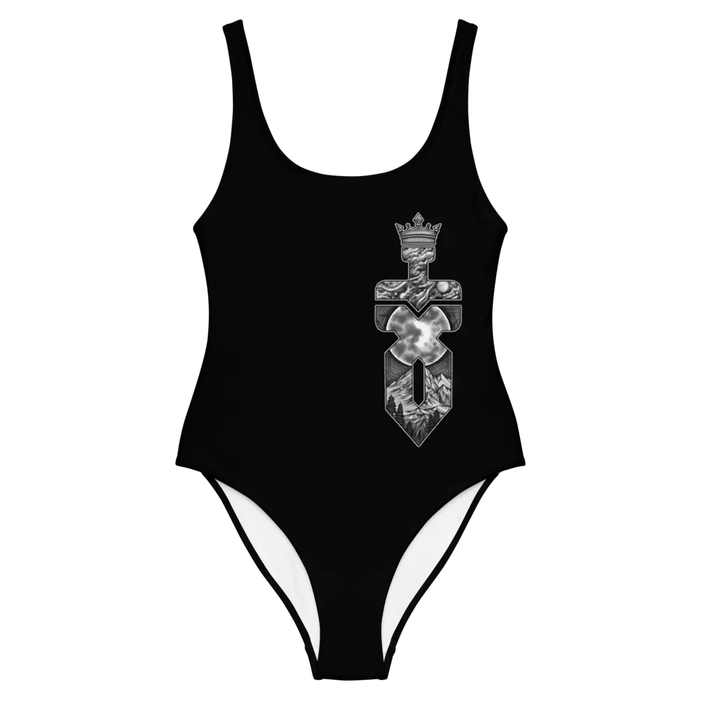 Black and White Logo One Piece Swimsuit - Crown Simple product image (2)