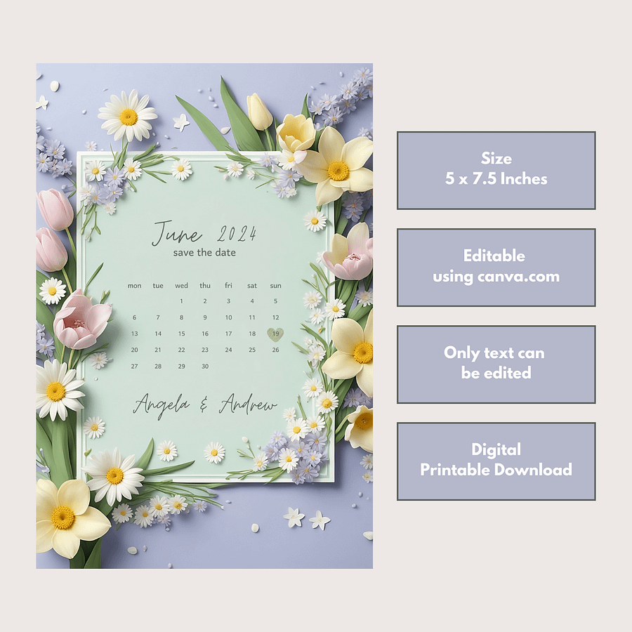Elegant Save The Date Card - Dizynai (DSD-11) product image (2)