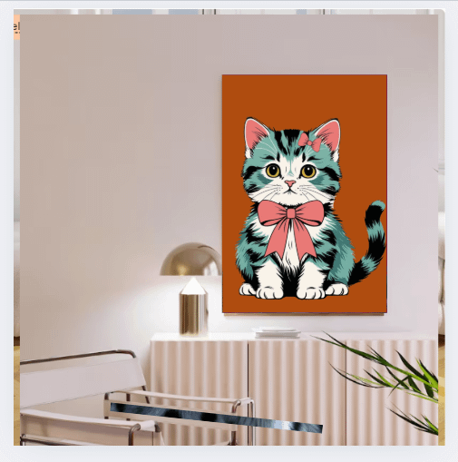 Vintage Kitten Wearing Bow Stickers Wall Art product image (3)