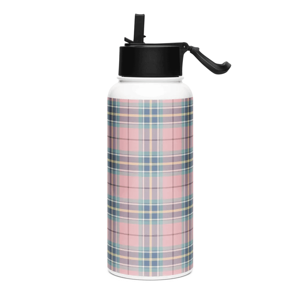 Pastel Pink Plaid Water Bottle product image (2)