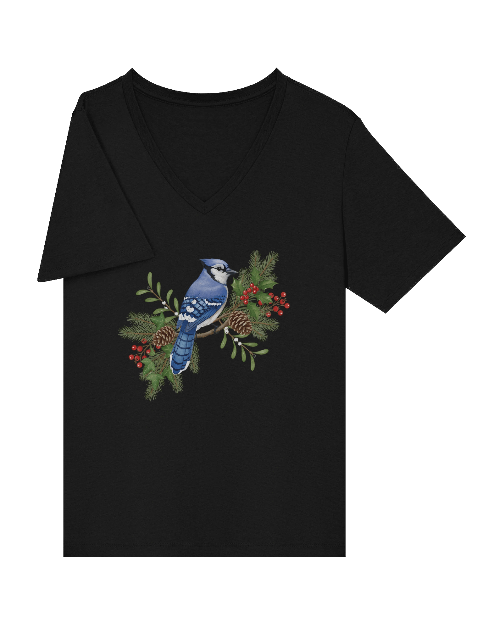 Blue Jay Bird-Women's Relaxed V-Neck T-Shirt product image (5)