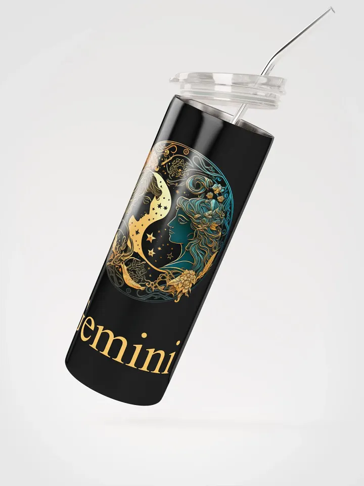 Black Gemini Zodiac Stainless Steel Tumbler - Illustrative Gemini Charm product image (2)