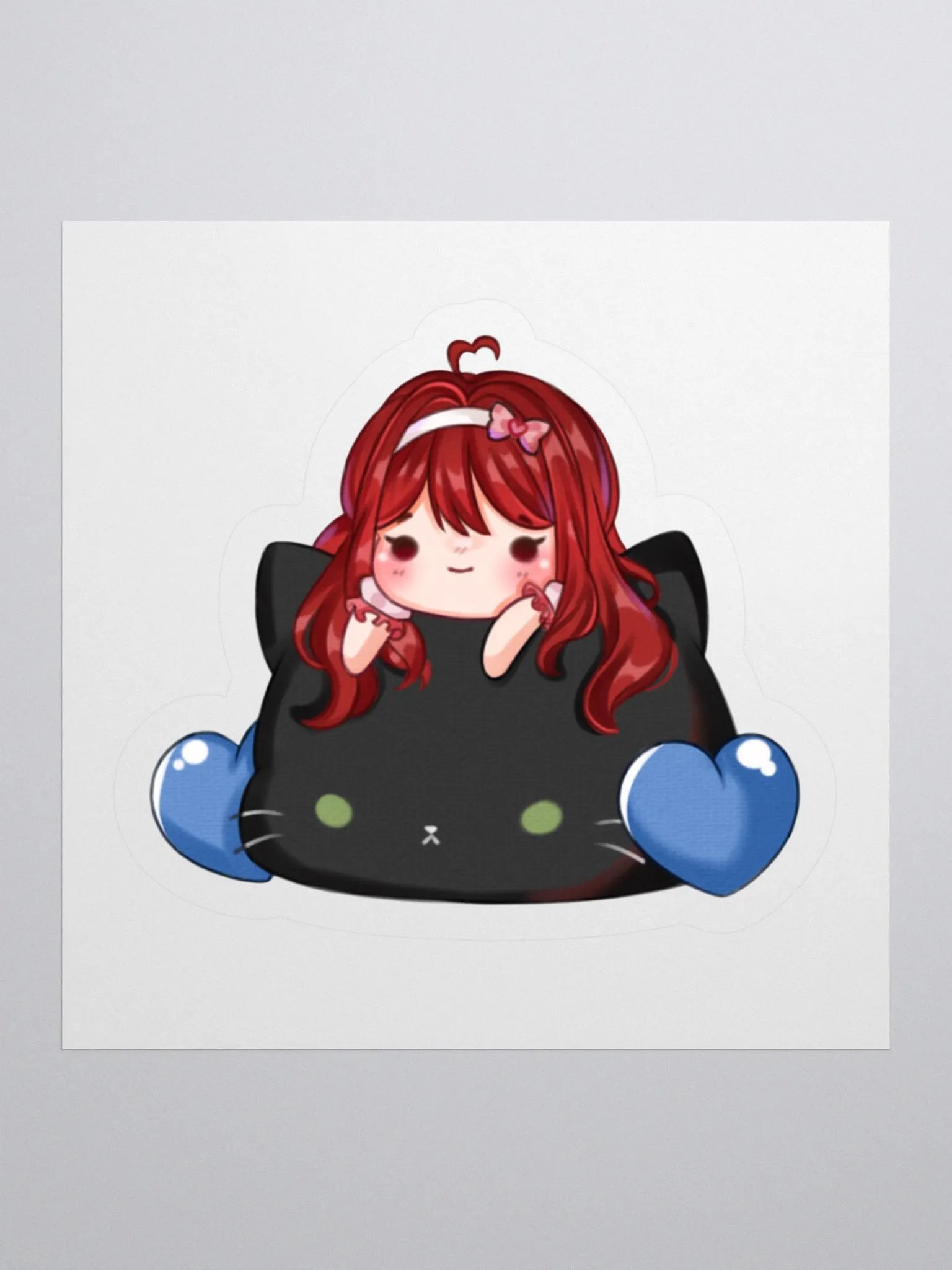 Blue Heart Cat Sticker product image (1)
