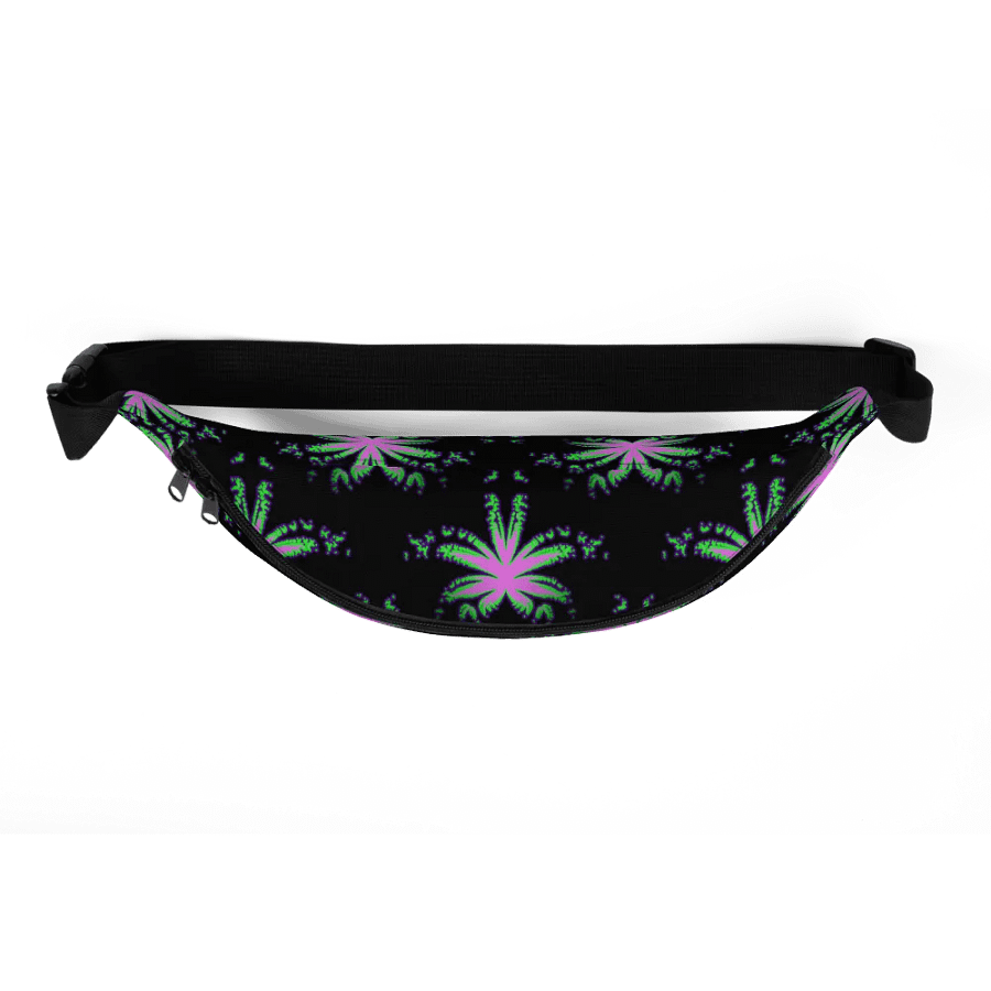 Cannabis Leaf 420 Fanny Pack, Pink Neon Green Black Stoner Bag, Weed Lover Accessory product image (5)