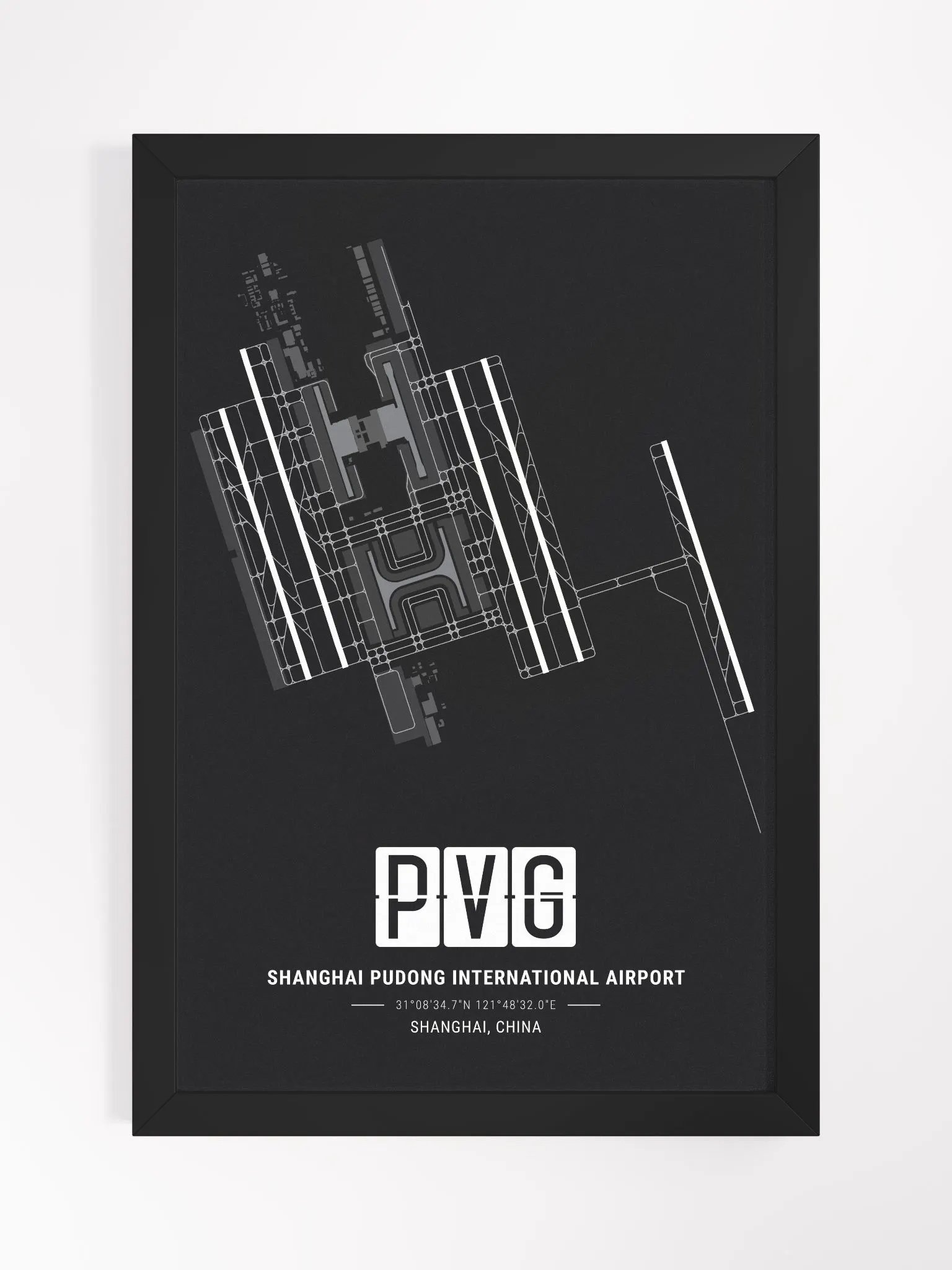 Framed Airport PVG Premium Map On Matt Paper product image (1)