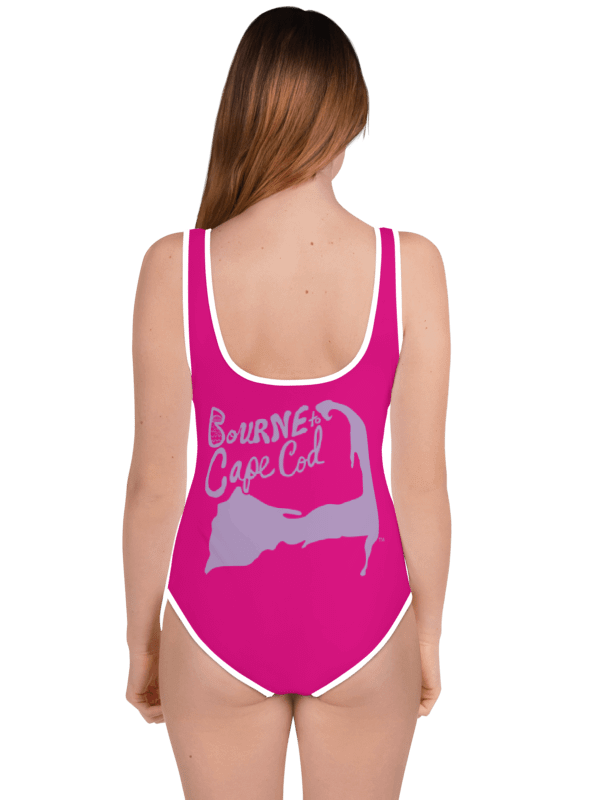 💖Girls' | Youth | Vibrant Pink Power Wave | BRN.2C.C.™ | Swimsuit 👙| Lavender Logos product image (4)