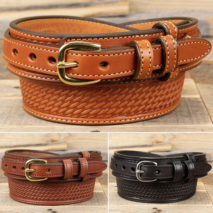 Amish Handmade Basketweave Embossed Ranger Belt - Yoder Leather product image (1)