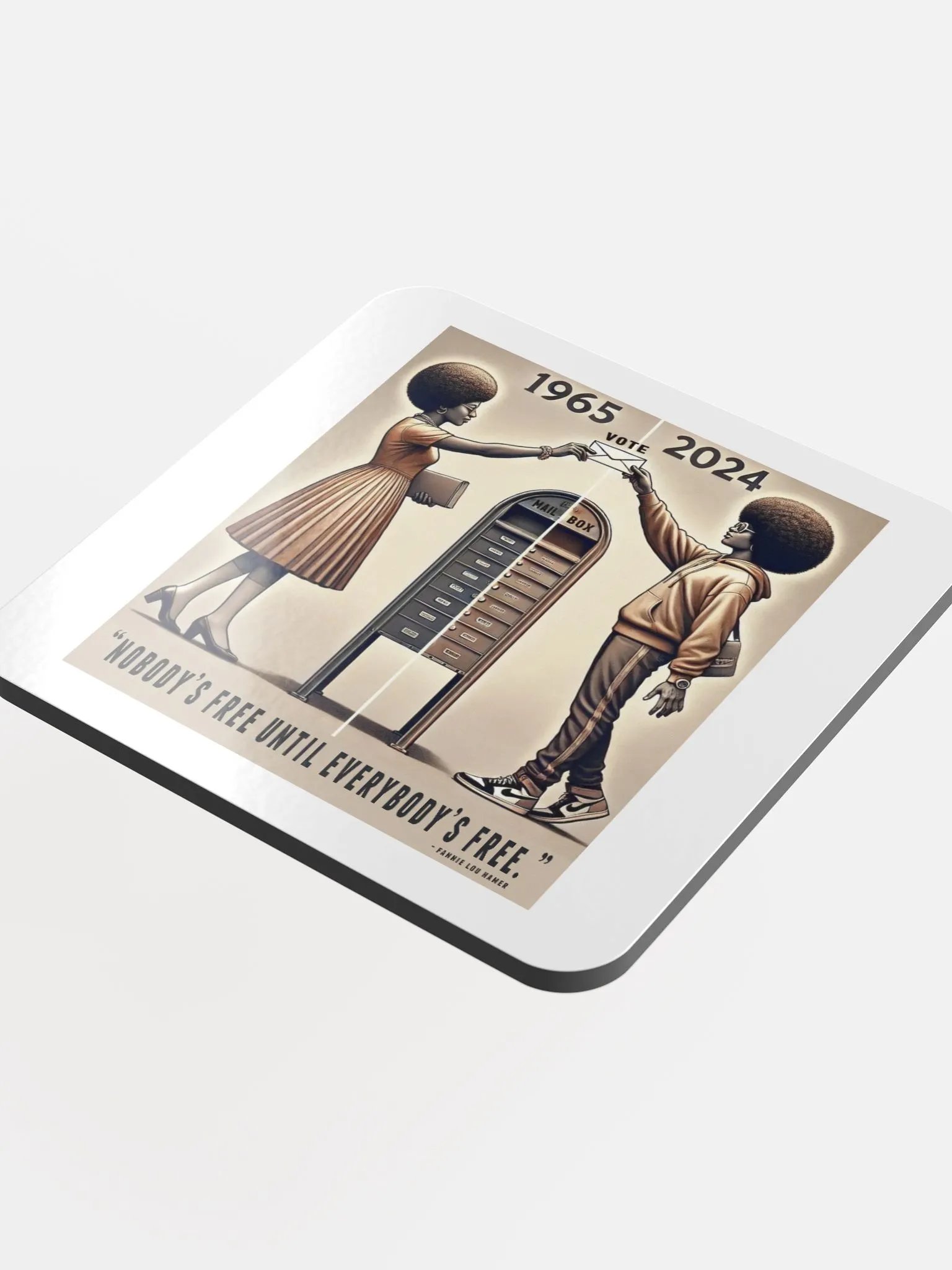 "Nobody’s Free" Cork Coasters – Protect Surfaces, Preserve Rights product image (4)