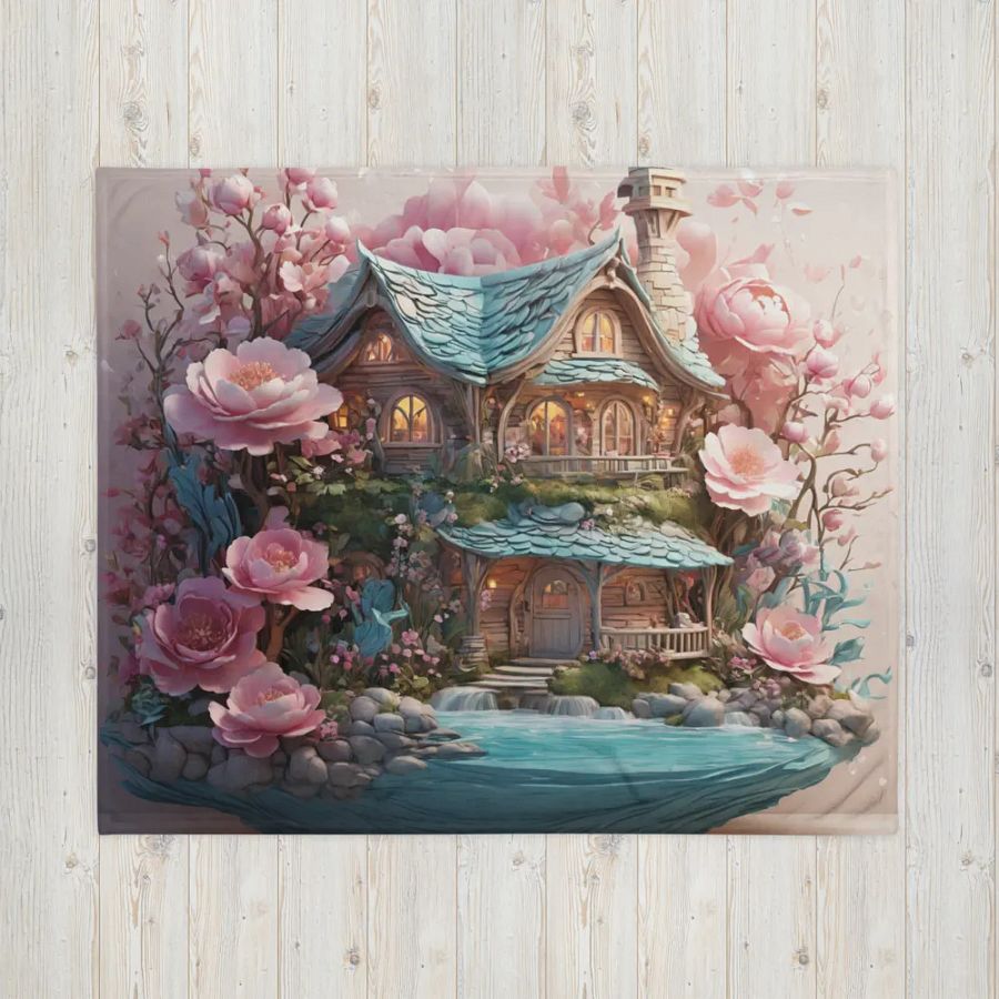 The pink floral hut design throw blanket product image (16)