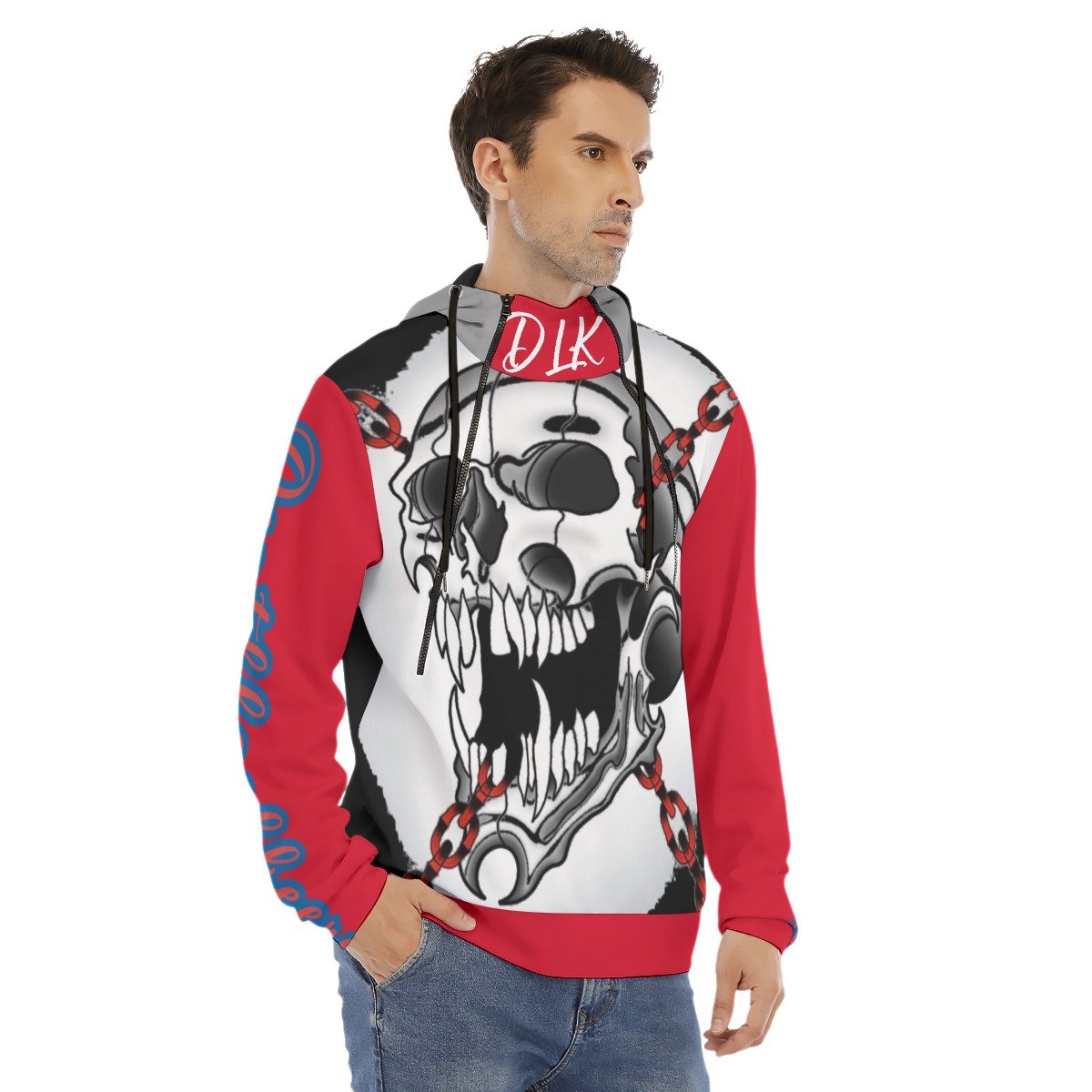 Deathlockkeeper All-Over Print Men's Hoodie With Placket Double Zipper product image (2)