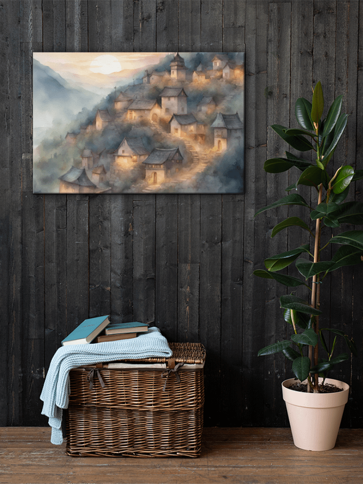 Hillside Village Scene Watercolour product image (1)
