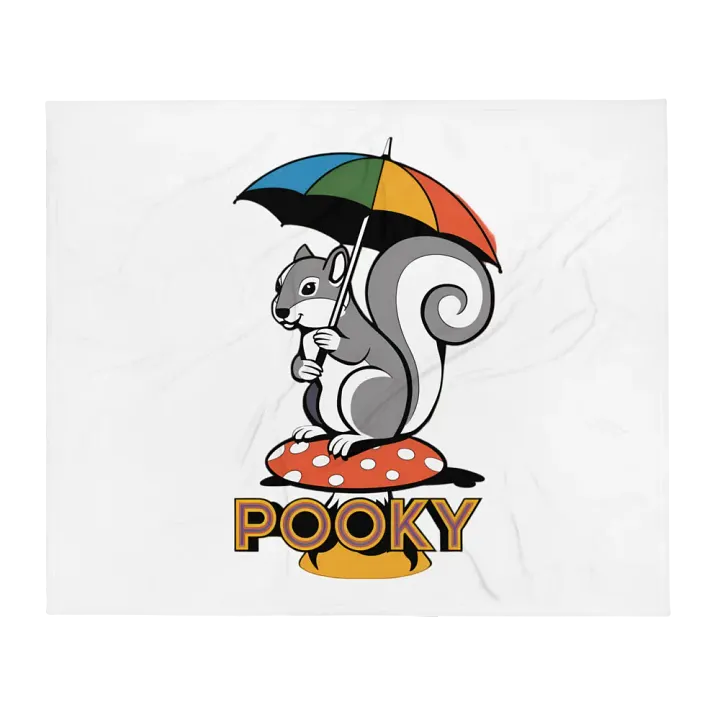 Ultra soft and plushy blanket: Pooky in the rain on a mushroom with a rainbow umbrella, no border product image (2)