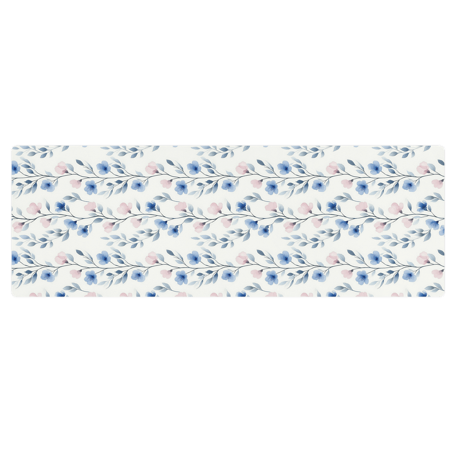 Blue and Pink Floral Watercolor Pattern Yoga Mat by Treasure Pie product image (1)