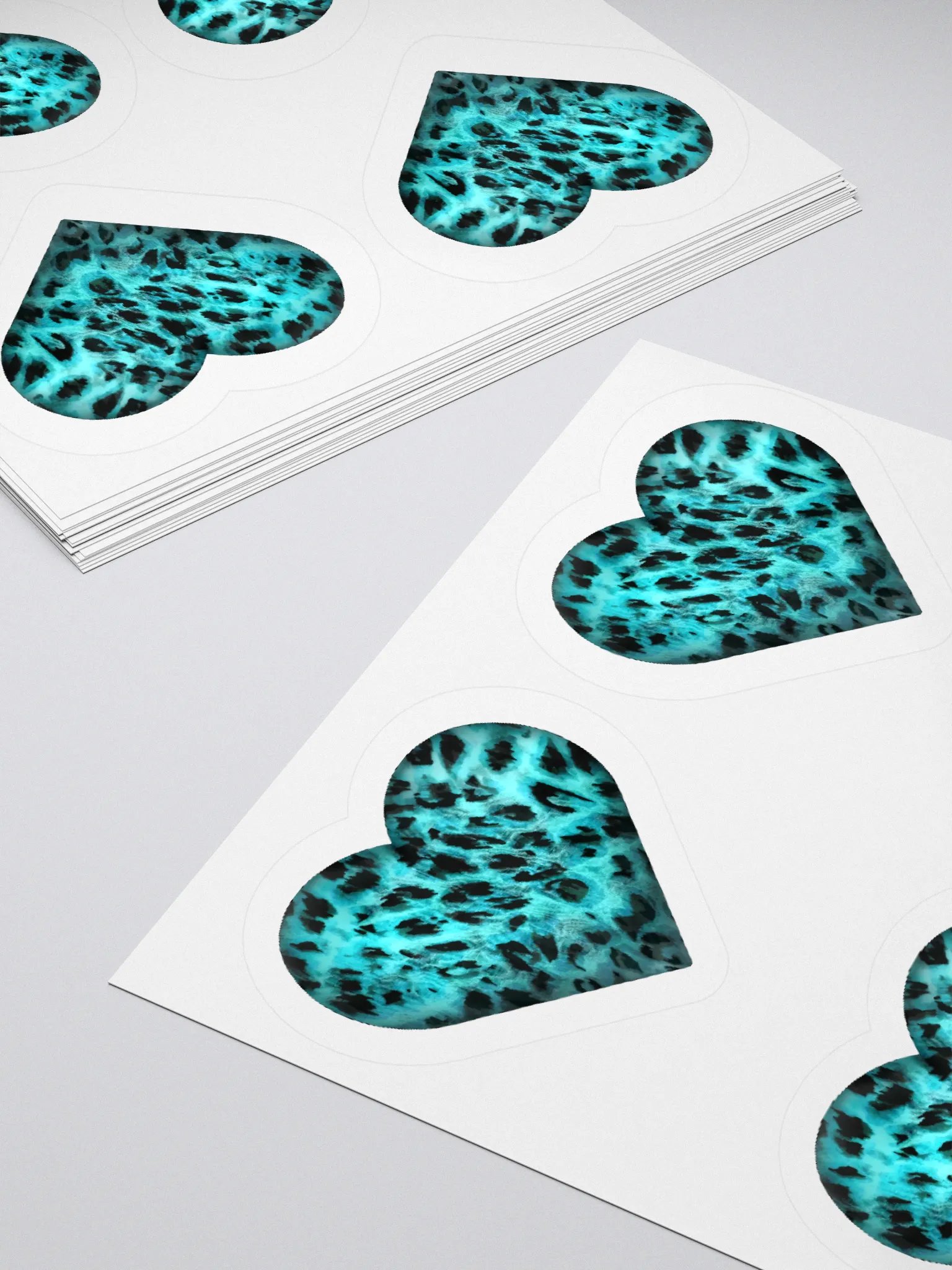 Leopard Skin Teal Heart - Kiss Cut Sticker product image (3)