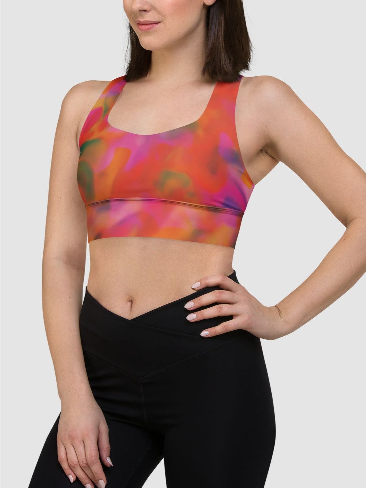 Printed High Impact Bra "Trendy Vibrant Pink Orange Tie Dye" product image (4)