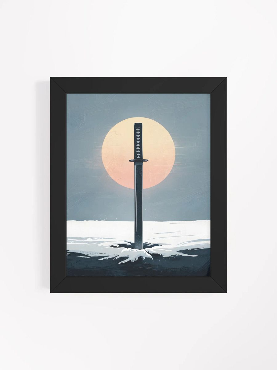 Sword in the Snow Framed Print | Minimalist Warrior Art product image (4)