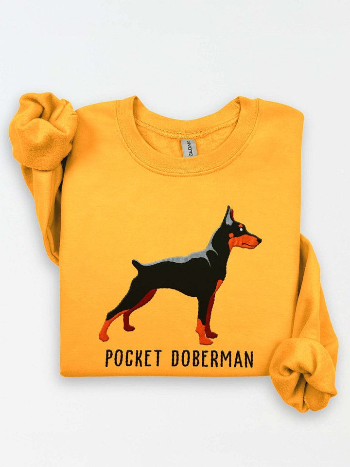 Pocket Doberman Sweatshirt (Embroidered) of a Miniature Pinscher(Black & Tan) product image (1)