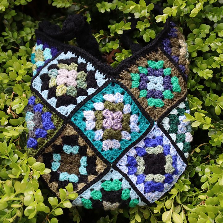Blues and Greens Crochet Crossbody Bag - Handmade and One of a Kind product image (2)