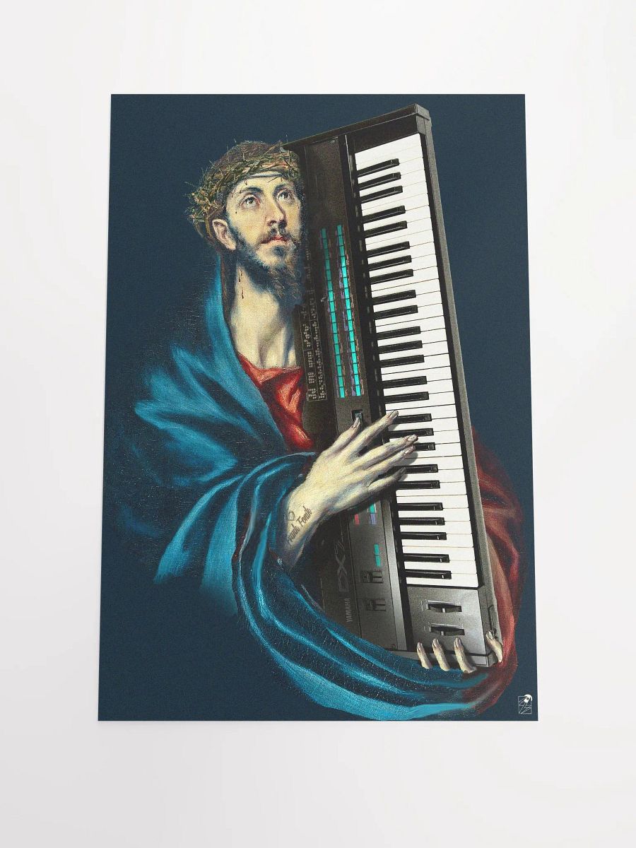 Christ Carrying the DX7 (Yamaha DX7) by Frank Fonik, EDM Techno Enhanced Matte Poster product image (1)