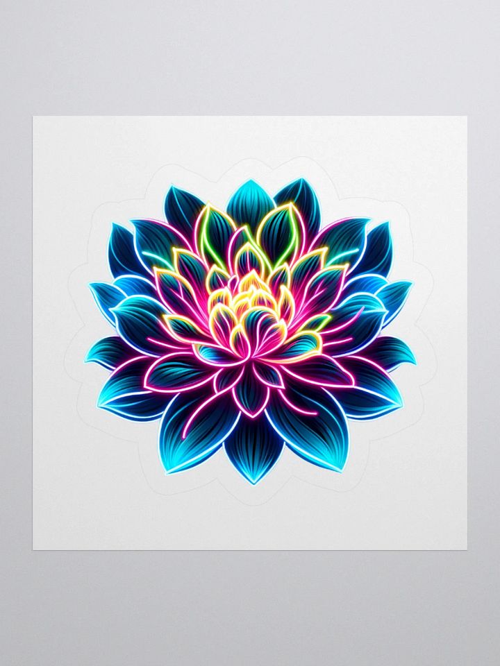 Radiant Neon Lotus Bloom Sticker product image (2)