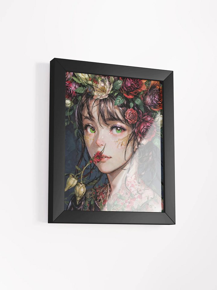"Enchanted Bloom" Framed Poster | Museum-Quality Matte Print in Wooden Frame | Fantasy Floral Girl Wall Art product image (8)